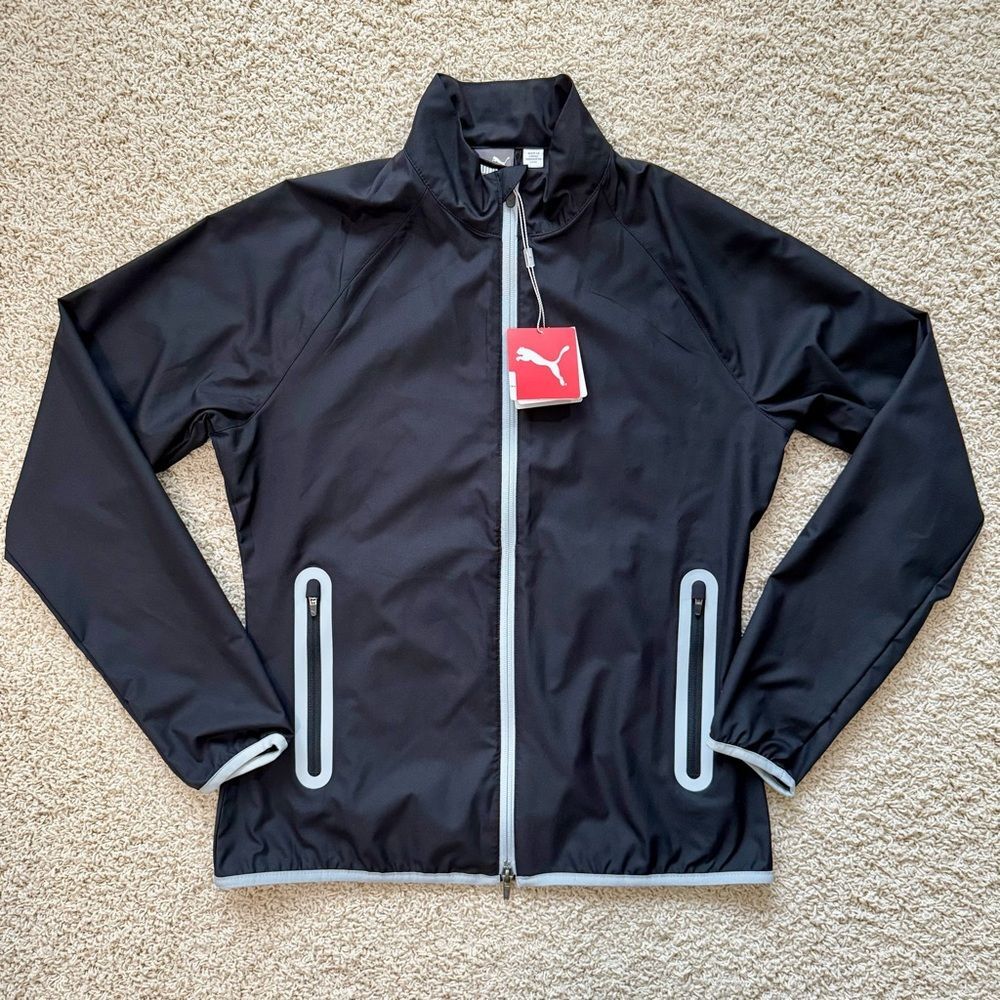 PUMA Women’s NWT Full Zip Wind Jacket UPF 40 Black Size Medium
